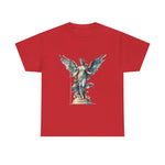 Artistic angel graphic tee on red background, perfect for art lovers, custom t-shirt by My Name Is POD.