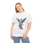 Artistic angel graphic tee on a model, perfect for art lovers and casual wear. Custom t-shirt, My Name Is POD.