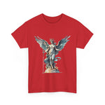 Artistic angel graphic tee on red, unique unisex cotton shirt, perfect for art lovers. My Name Is POD