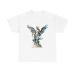 Artistic angel graphic tee on white cotton shirt, unisex casual wear for art lovers, My Name Is POD.