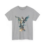 Artistic angel graphic tee in grey, unisex cotton casual wear, perfect gift for art lovers, My Name Is POD.