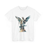 Artistic angel graphic tee on a white shirt, perfect for art lovers. Custom t-shirt, graphic tee, My Name Is POD.