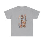 Bohemian Goddess Graphic Tee on grey cotton shirt, perfect for casual wear and festivals, My Name Is POD.