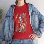 Bohemian Goddess Unisex Tee in red, vibrant graphic design, perfect summer style. Ideal casual wear, My Name Is POD.