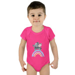 Custom Kids clothes - Rainbow Elephant Infant Bodysuit Delight by Mynameispod