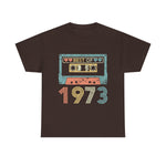 Custom T-Shirt - Retro 1973 Cassette Tee - Unisex Heavy Cotton by Mynameispod