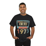 Custom T-Shirt - Retro 1973 Cassette Tee - Unisex Heavy Cotton by Mynameispod