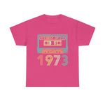 Custom T-Shirt - Retro 1973 Cassette Tee - Unisex Heavy Cotton by Mynameispod