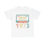 Custom T-Shirt - Retro 1973 Cassette Tee - Unisex Heavy Cotton by Mynameispod
