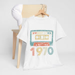 Custom T-Shirt - Retro Cassette 70s Unisex Cotton Tee by Mynameispod