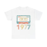 Custom T-Shirt - Retro Vibes 77 Cassette Tee - Unisex Cotton Classic by Mynameispod
