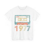Custom T-Shirt - Retro Vibes 77 Cassette Tee - Unisex Cotton Classic by Mynameispod