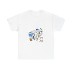 Santorini-inspired graphic tee featuring a beautiful landscape. Perfect for summer vacations. My Name Is POD
