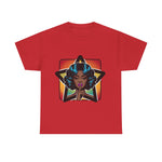 Stylish red graphic tee featuring a bold female design, perfect for self-expression. Custom t-shirt, My Name Is POD.