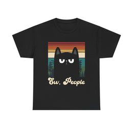 Retro Cat Graphic Tee, Fun T-Shirt for Cat Lovers, Gift for Birthdays, Pet Owners, Unisex Heavy Cotton Shirt