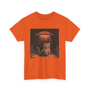 Custom T-Shirt - Alien Abduction Cat Tee - Unisex Cotton Fun Wear by Mynameispod