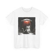 Custom T-Shirt - Alien Abduction Cat Tee - Unisex Cotton Fun Wear by Mynameispod