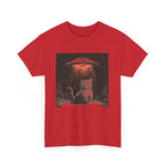 Custom T-Shirt - Alien Abduction Cat Tee - Unisex Cotton Fun Wear by Mynameispod