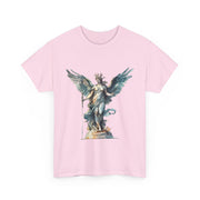 Artistic angel graphic tee on a pink background, perfect for casual wear and art lovers. Custom t-shirt by My Name Is POD.