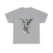 Artistic angel graphic tee on gray cotton, perfect for casual wear. Unique gift for art lovers. My Name Is POD.