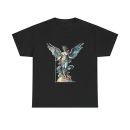 Artistic angel graphic tee on black cotton, perfect for art lovers. Unique and stylish casual wear. My Name Is POD
