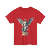 Artistic angel graphic tee on red, unique unisex cotton shirt, perfect for art lovers. My Name Is POD