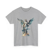 Artistic angel graphic tee in grey, unisex cotton casual wear, perfect gift for art lovers, My Name Is POD.