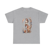 Bohemian Goddess Graphic Tee on grey cotton shirt, perfect for casual wear and festivals, My Name Is POD.