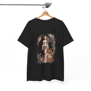 Bohemian Goddess graphic tee on black fabric, perfect for summer style and casual wear, My Name Is POD