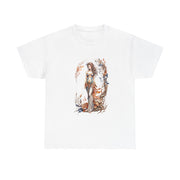 Bohemian Goddess graphic tee in white, perfect for casual summer style and festivals. Custom t-shirt by My Name Is POD.
