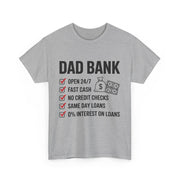 Custom T-Shirt - Dad Bank Unisex Heavy Cotton Tee - Perfect for Father's Day, Dad Jokes, Birthday Gift, Family Gatherings, Casual Wear by Mynameispod