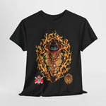 Custom T-Shirt - Flaming Cowboy Graphic Tee - Festival Ready! by Mynameispod