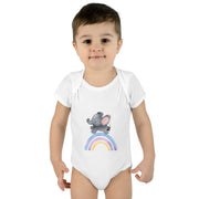Custom Kids clothes - Rainbow Elephant Infant Bodysuit Delight by Mynameispod