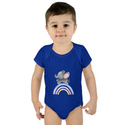 Custom Kids clothes - Rainbow Elephant Infant Bodysuit Delight by Mynameispod
