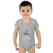 Custom Kids clothes - Rainbow Elephant Infant Bodysuit Delight by Mynameispod