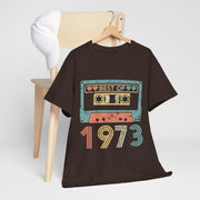 Custom T-Shirt - Retro 1973 Cassette Tee - Unisex Heavy Cotton by Mynameispod