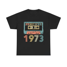 Custom T-Shirt - Retro 1973 Cassette Tee - Unisex Heavy Cotton by Mynameispod