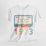 Custom T-Shirt - Retro 1973 Cassette Tee - Unisex Heavy Cotton by Mynameispod