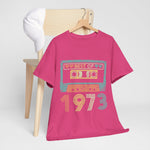 Custom T-Shirt - Retro 1973 Cassette Tee - Unisex Heavy Cotton by Mynameispod