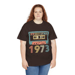 Custom T-Shirt - Retro 1973 Cassette Tee - Unisex Heavy Cotton by Mynameispod