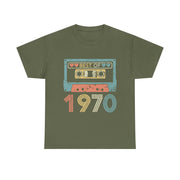 Custom T-Shirt - Retro Cassette 70s Unisex Cotton Tee by Mynameispod