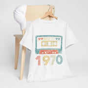 Custom T-Shirt - Retro Cassette 70s Unisex Cotton Tee by Mynameispod