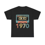 Custom T-Shirt - Retro Cassette 70s Unisex Cotton Tee by Mynameispod
