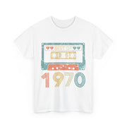 Custom T-Shirt - Retro Cassette 70s Unisex Cotton Tee by Mynameispod