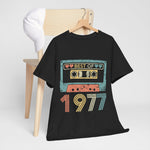 Custom T-Shirt - Retro Vibes 77 Cassette Tee - Unisex Cotton Classic by Mynameispod