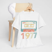 Custom T-Shirt - Retro Vibes 77 Cassette Tee - Unisex Cotton Classic by Mynameispod