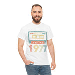 Custom T-Shirt - Retro Vibes 77 Cassette Tee - Unisex Cotton Classic by Mynameispod