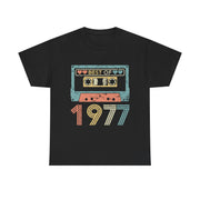 Custom T-Shirt - Retro Vibes 77 Cassette Tee - Unisex Cotton Classic by Mynameispod