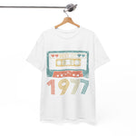 Custom T-Shirt - Retro Vibes 77 Cassette Tee - Unisex Cotton Classic by Mynameispod