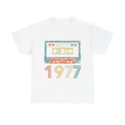 Custom T-Shirt - Retro Vibes 77 Cassette Tee - Unisex Cotton Classic by Mynameispod